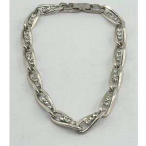 Vintage silver rhinestone men's bracelet